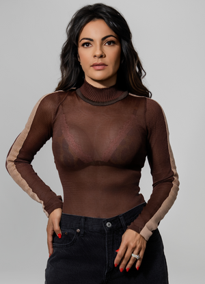 Sheer Long-Sleeve Blouse