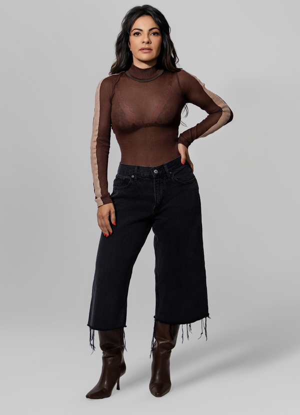 Sheer Long-Sleeve Blouse