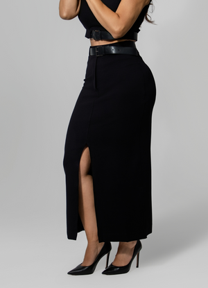 High-waist Midi Skirt with Belt