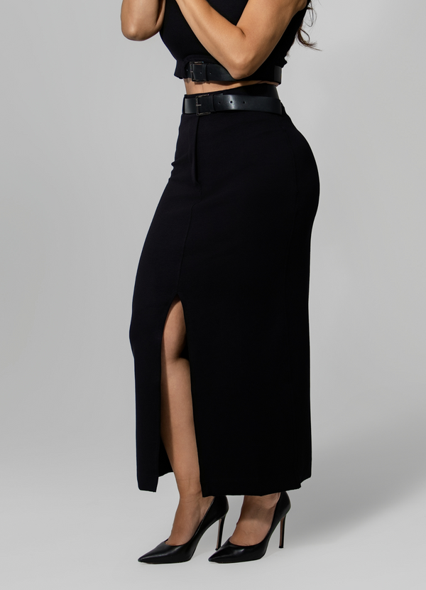 High-waist Midi Skirt with Belt