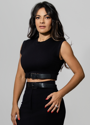 Sleeveless Cropped Top with Belt