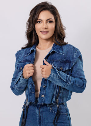 Raw Hem Cropped Denim Jacket