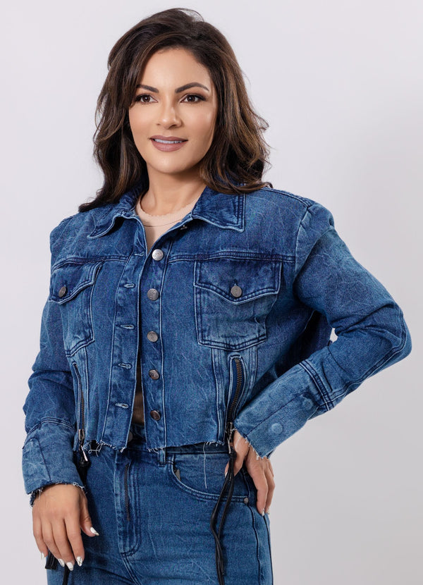 Raw Hem Cropped Denim Jacket