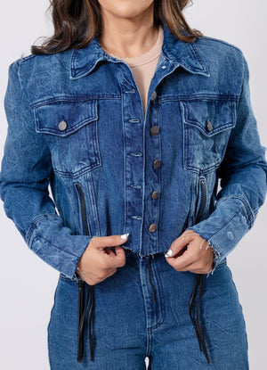 Raw Hem Cropped Denim Jacket