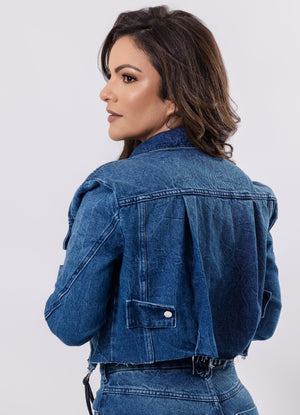 Raw Hem Cropped Denim Jacket
