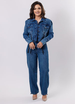 Raw Hem Cropped Denim Jacket