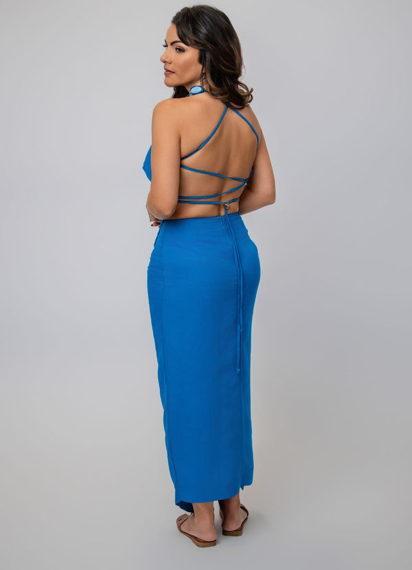 Front Beaded Slit Skirt