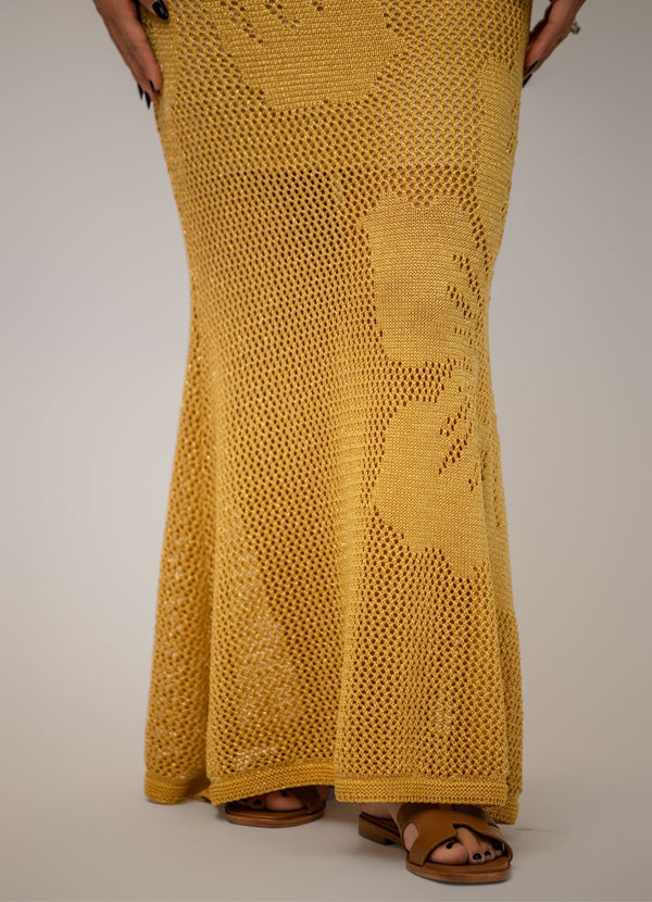 Gold Long Knit Dress