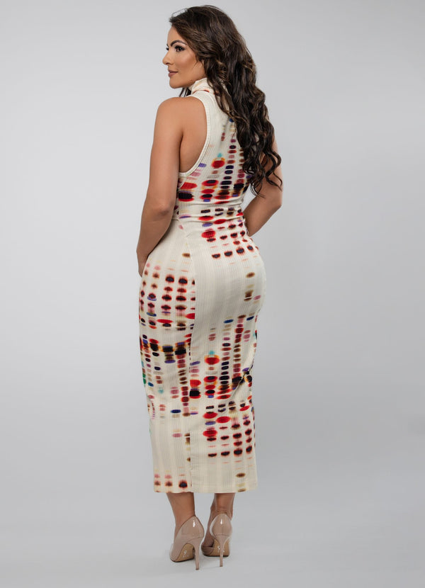 Light Ribbed High-Neck Dress