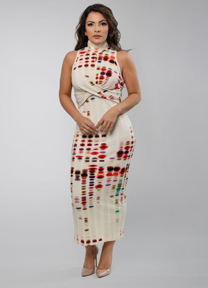 Light Ribbed High-Neck Dress