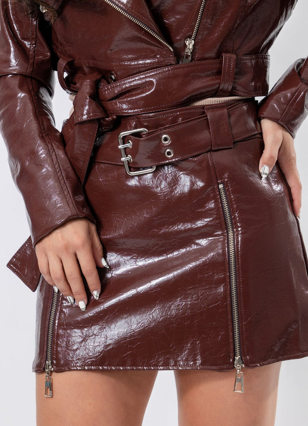 Faux Leather Skirt with Zipper