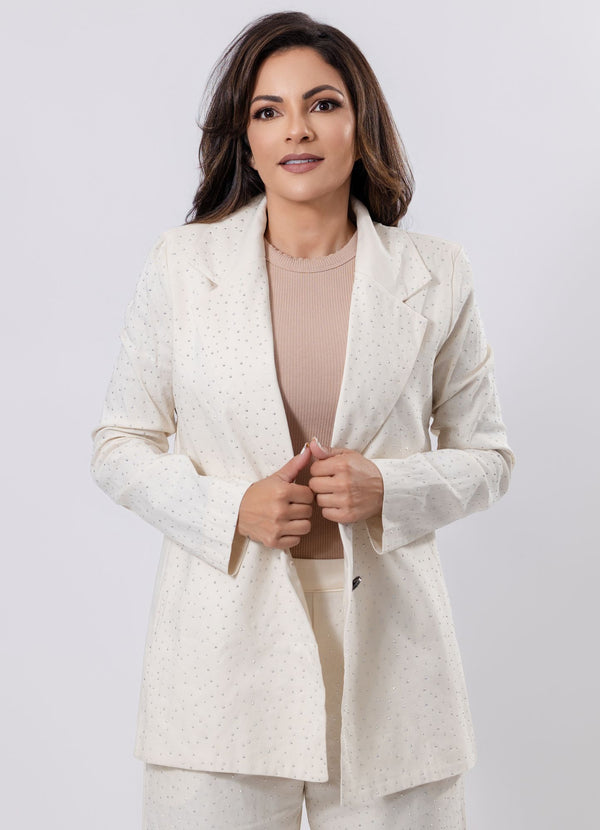 Linen Blazer with Embellishments