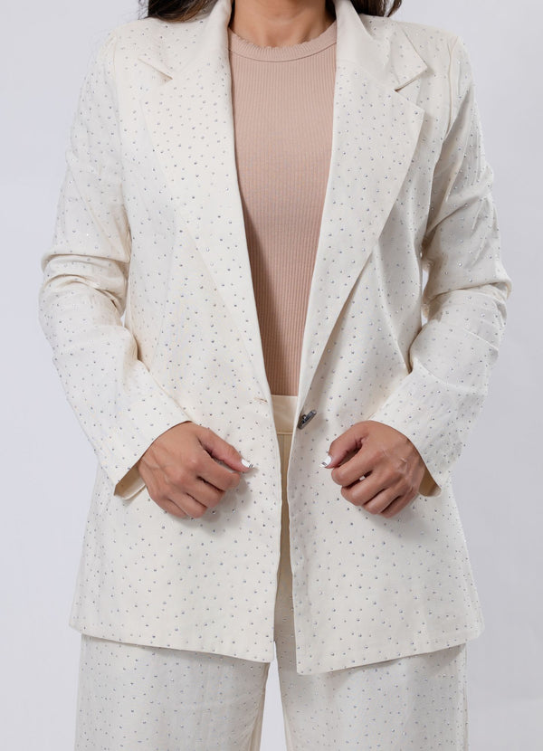 Linen Blazer with Embellishments