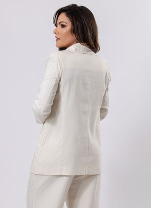 Linen Blazer with Embellishments
