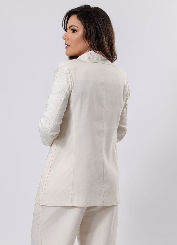 Linen Blazer with Embellishments