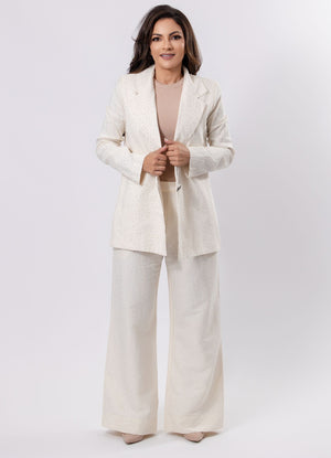 Linen Blazer with Embellishments