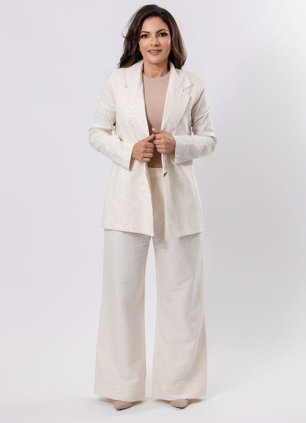 Linen Blazer with Embellishments