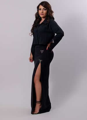 Long Skirt With Bow Accents