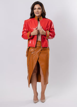 Midi Skirt with Cut-Outs and Belt