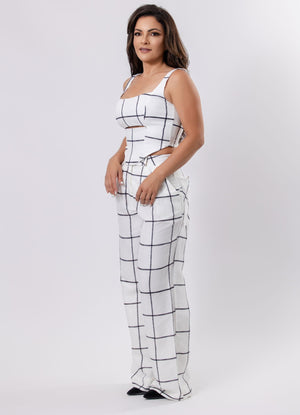 Plaid Wide-Leg Trousers