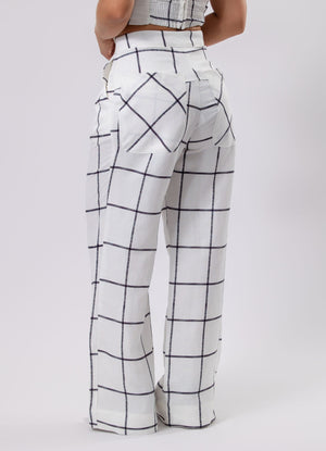 Plaid Wide-Leg Trousers