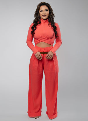 Pleated Trousers with Double Waistband