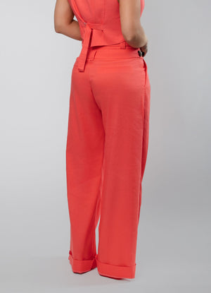 Pleated Trousers with Double Waistband