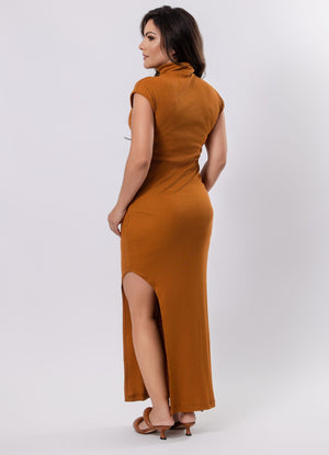 High-Neck Dress with Slit
