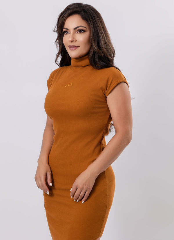 High-Neck Dress with Slit