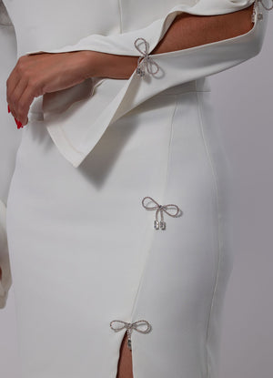 Short Fitted Dress With Bow Accent