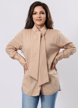 Striped Shirt with Hand Embroidery