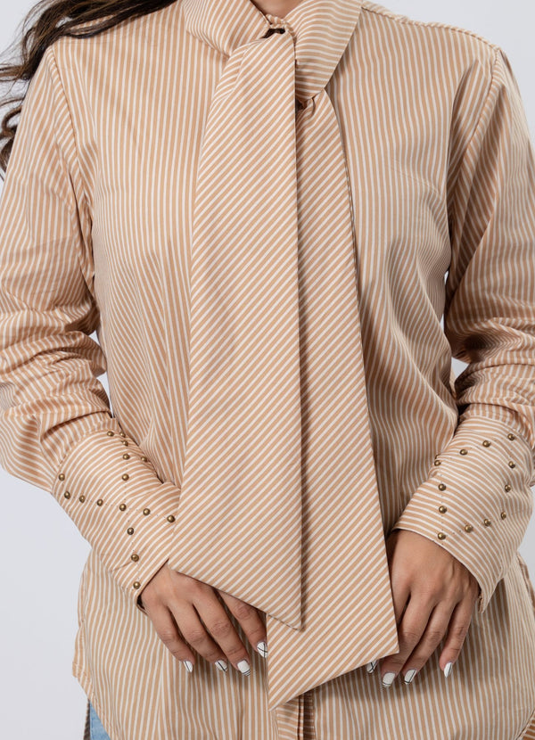 Striped Shirt with Hand Embroidery