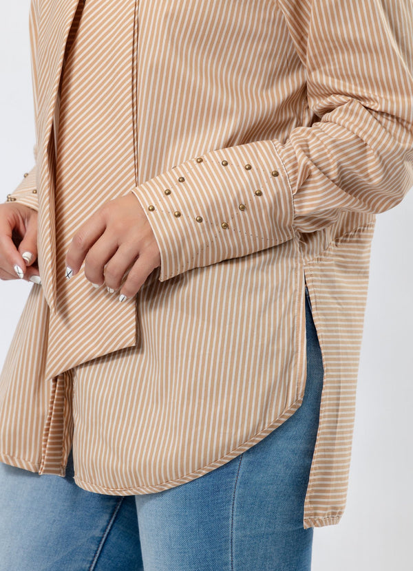 Striped Shirt with Hand Embroidery