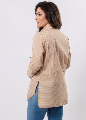 Striped Shirt with Hand Embroidery