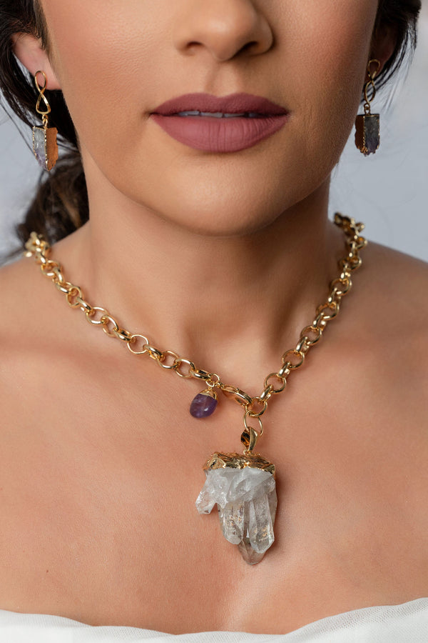 Crystal Amethyst Druzy Necklace