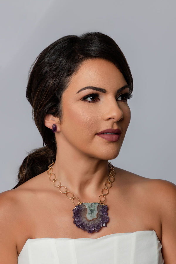 Polished Amethyst Earrings