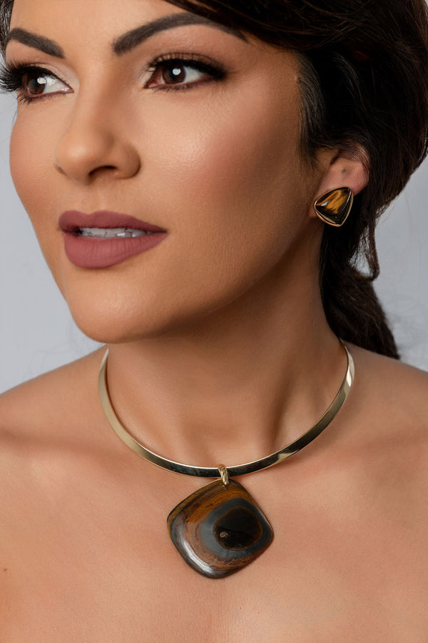 Hoop Necklace with Tiger’s Eye