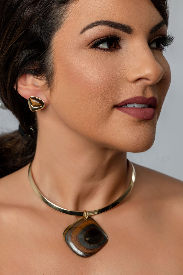 Hoop Necklace with Tiger’s Eye