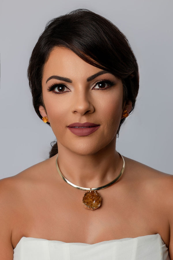 Hoop Necklace with Citrine