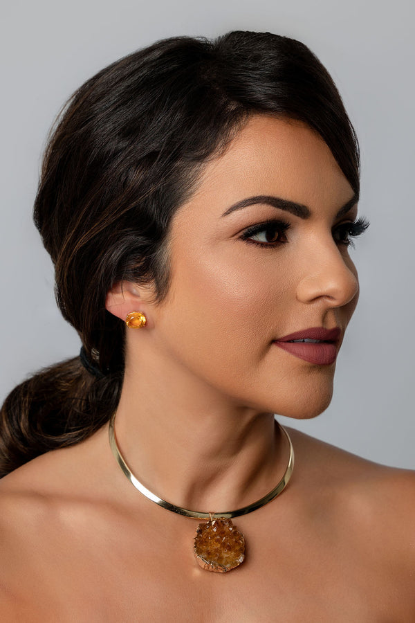 Hoop Necklace with Citrine