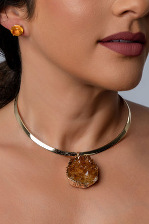 Hoop Necklace with Citrine