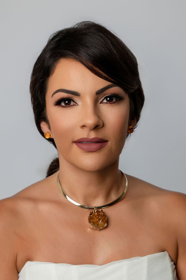 Hoop Necklace with Citrine