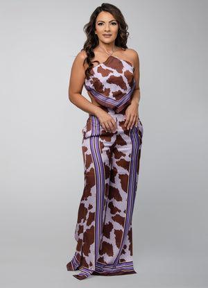 Wide-Leg Animal Print Pants