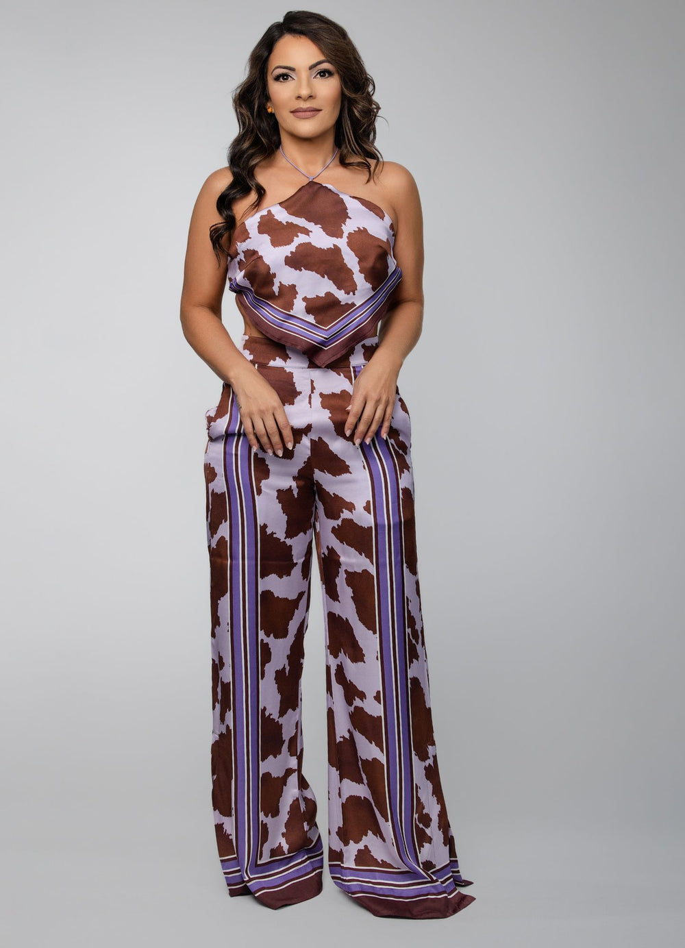 Wide-Leg Animal Print Pants