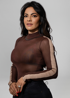 Sheer Long-Sleeve Blouse