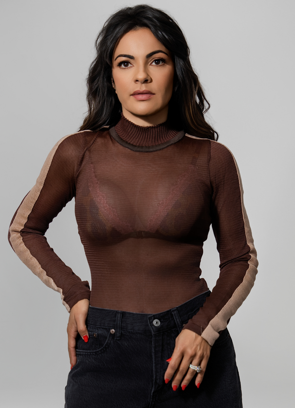 Sheer Long-Sleeve Blouse