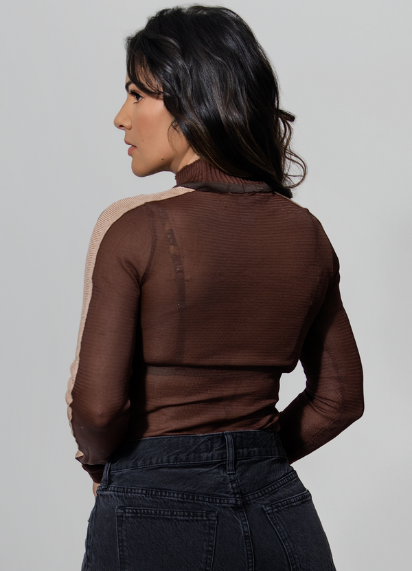 Sheer Long-Sleeve Blouse