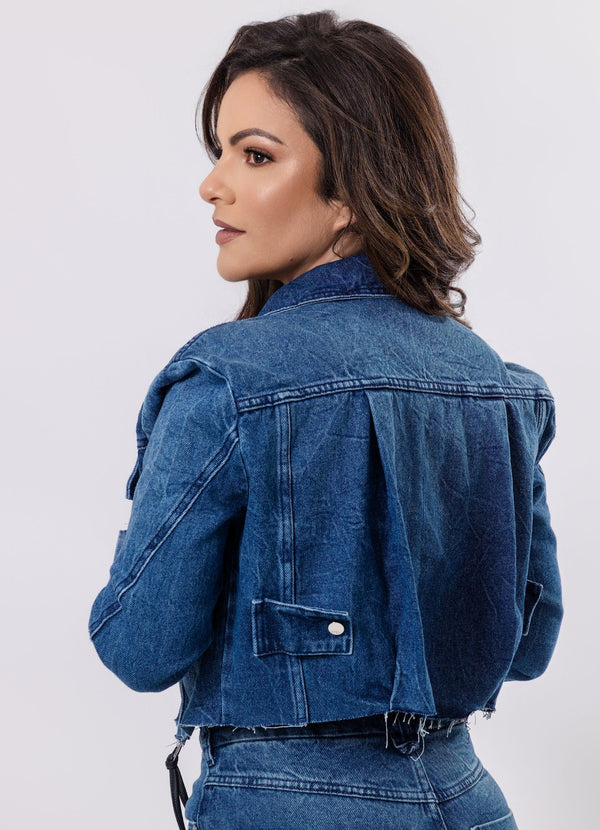 Raw Hem Cropped Denim Jacket