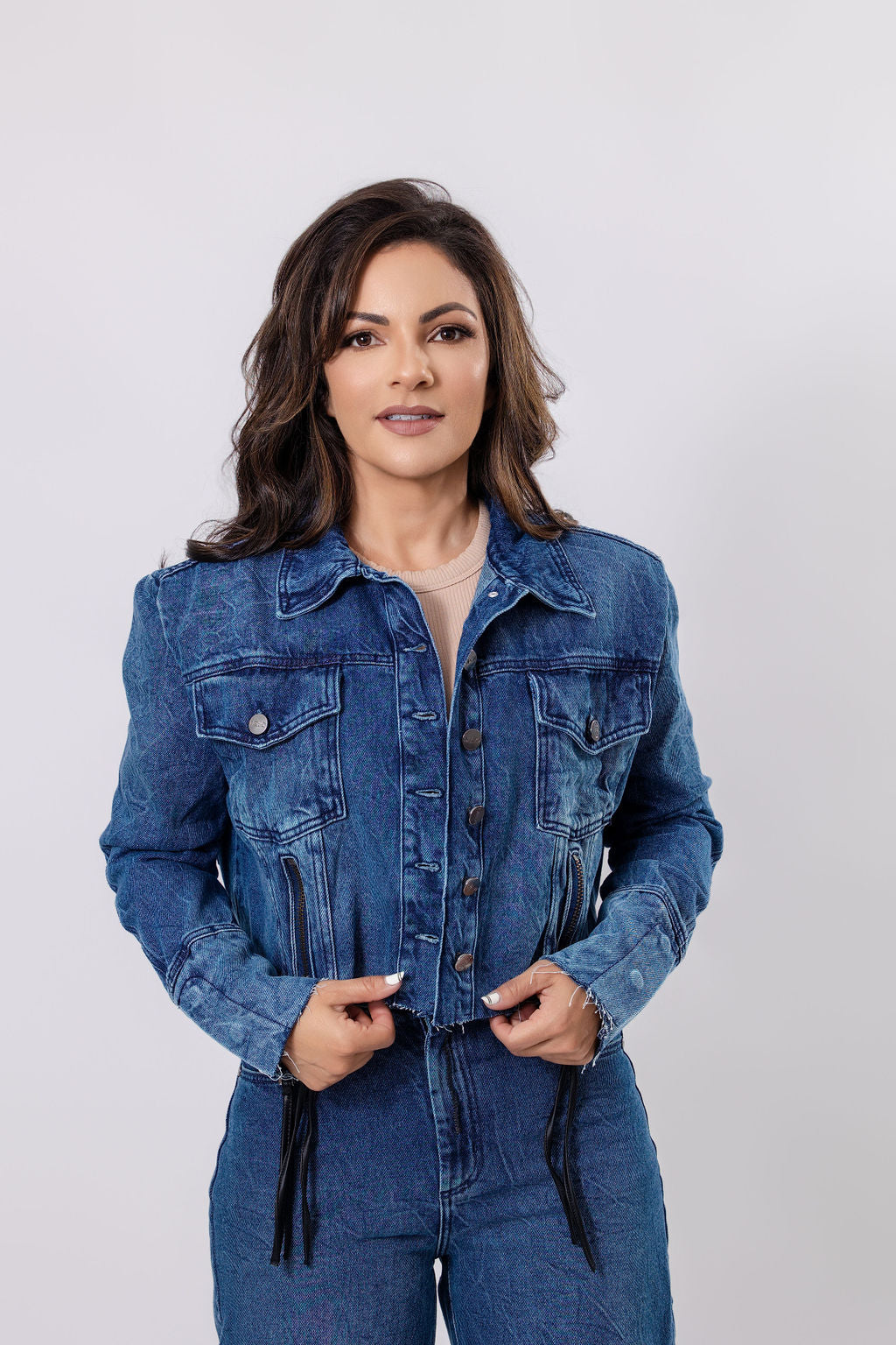 Raw Hem Cropped Denim Jacket