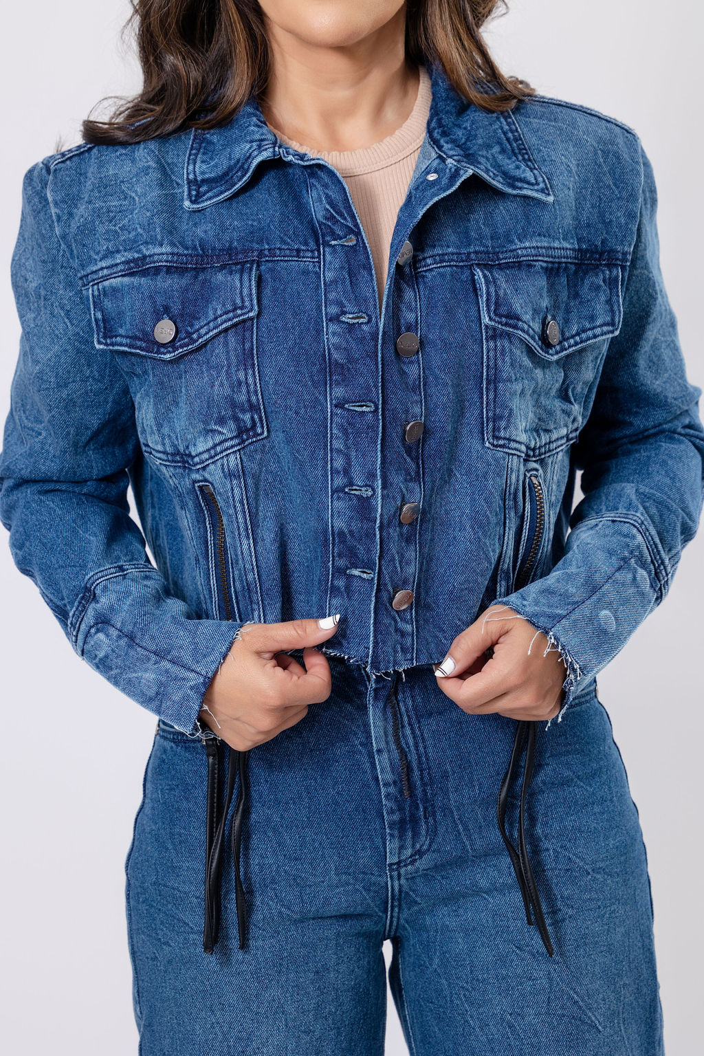 Raw Hem Cropped Denim Jacket